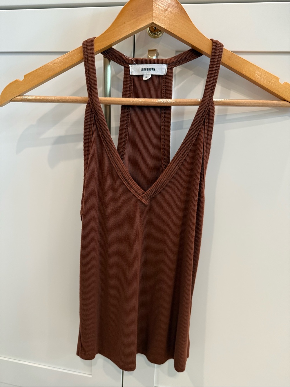 Joah Brown burnt orange Ribbed V-Neck Racerback Tank